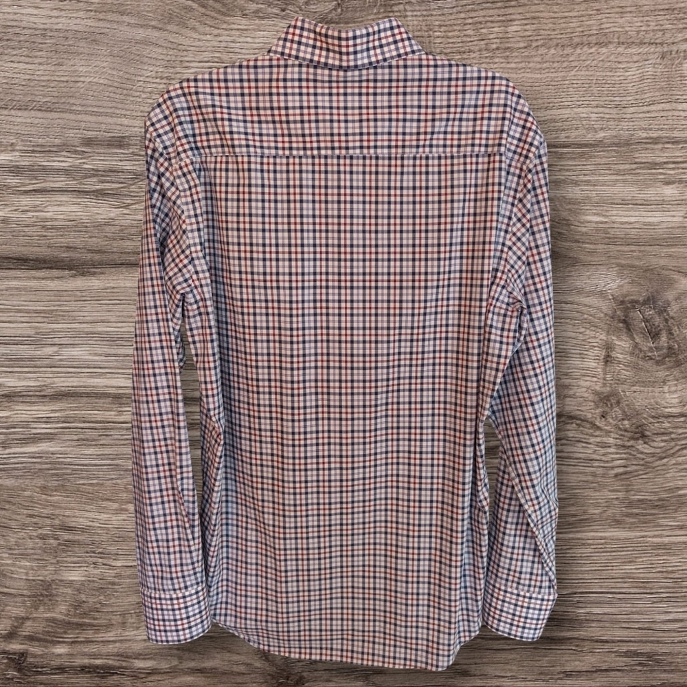 Maurizio Baldassari Navy, Red & White Plaid Cotton Sport Shirt - Picture 2 of 4